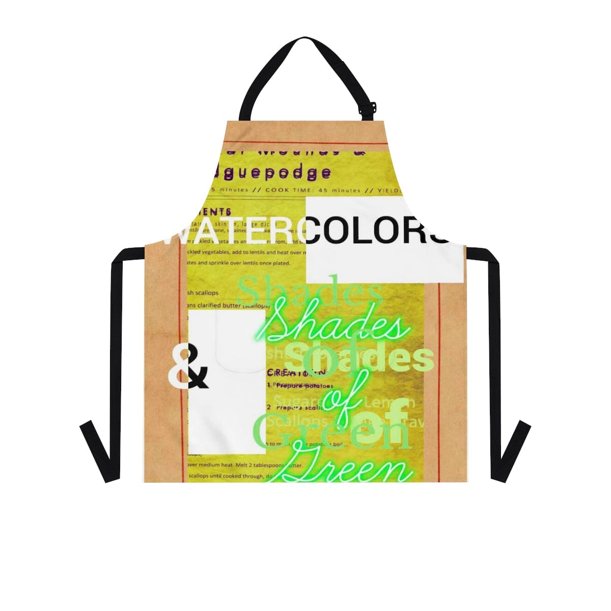 'Watercolors & Shades of Green' Sketchy Kitchen Apron